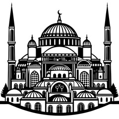 Grand Historic Mosque Line Art