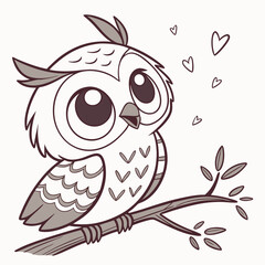 Adorable Owl Sitting on a Branch