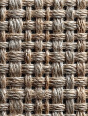 Detailed Closeup of Brown and Beige Fabric Weave