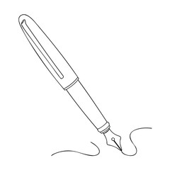 Elegant fountain pen outline illustration depicting writing concept for business design projects