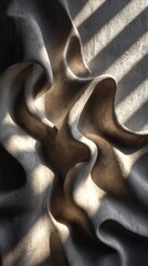 Beige Fabric Draped with Light and Shadow