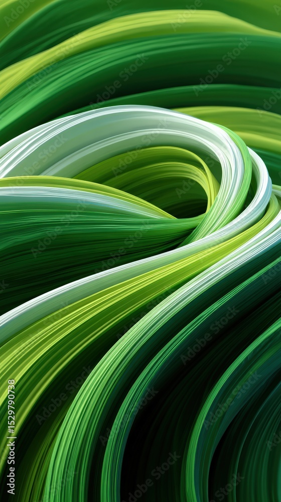 Poster abstract green flowing lines background with dynamic movement and organic texture concept of nature,