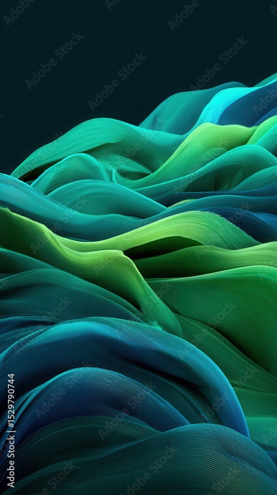 Canvas Prints abstract flowing green and blue waves background with smooth lines and vibrant colors concept of nat