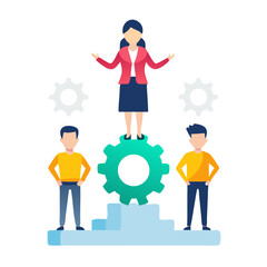 Professional woman leader team success gear isolated cutout