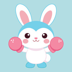 adorable bunny with boxing gloves blushing cheeks vector