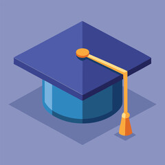 3d graduation cap realistic rendering vector