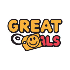 logo with a happy face tag