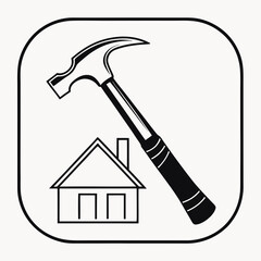 Hammer and house icon home repair construction building