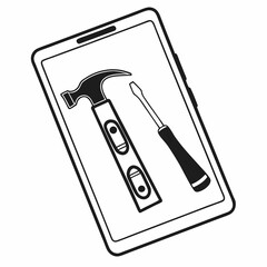 Smartphone displaying hammer and screwdriver repair tools