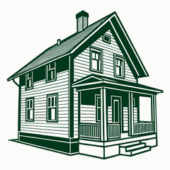 Classic suburban house home exterior design illustration