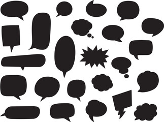 Hand Drawn Speech Bubble Silhouettes Set – Vector Comic and Chat Balloon Collection
