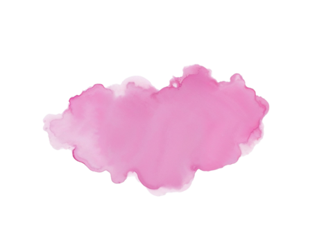 Abstract pink watercolor blob isolated on transparent background