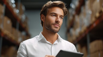 Inventory management action warehouse location business content industrial environment close-up viewpoint