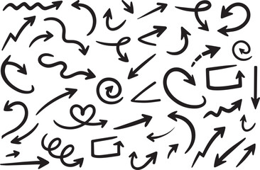 Hand Drawn Arrow Doodle Set &ndash; Vector Sketch Arrows Collection