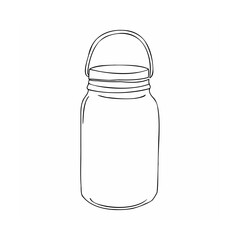 Simple hand drawn mason jar illustration with a handle for culinary designs and aesthetics
