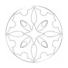 Intricate black and white circular mandala design for creative coloring and art projects