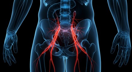 Highly Detailed Anatomical Illustration of the Human Sciatic Nerve