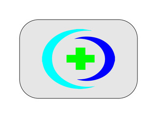 This image features a healthcare vector icon with a symbolic design. At the center is a green medical cross, representing health and medical care