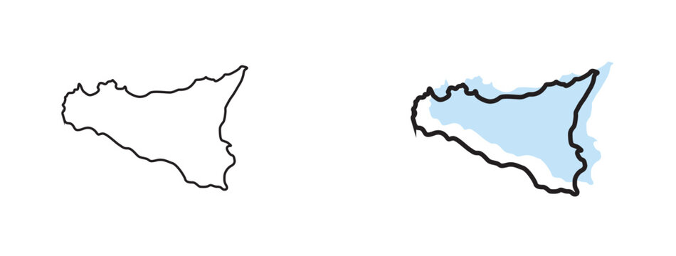 sicily map, sicily vector, sicily outline, sicily