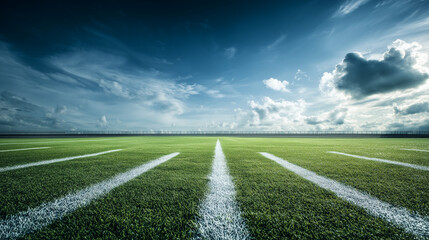 soccer field with blue sky