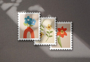 Rectangular Postage Stamps Mockup