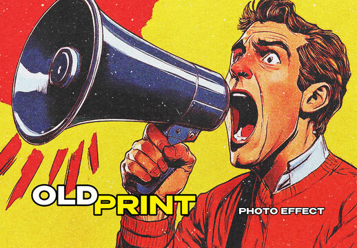 Old Press Print Effect Mockup