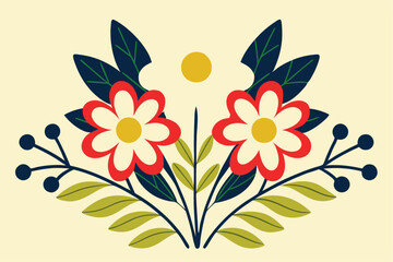 Stylized floral arrangement design for print