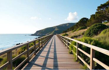 Obraz premium sustainable coastal trail bridge marine habitat passage sustainable