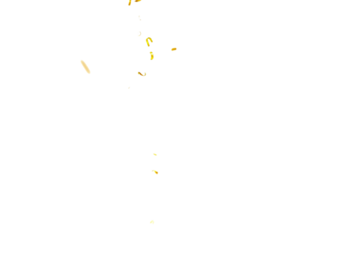 Golden glitter particles falling isolated on transparent background