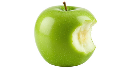 Isolated Green Apple with Bite Mark