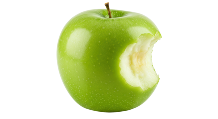 Isolated Green Apple with Bite Mark