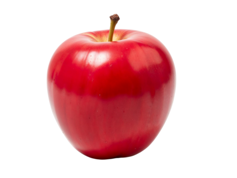 Single red apple isolated on transparent background