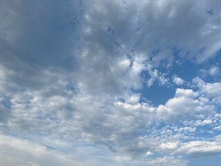 Beautiful Cloudy Sky with Shades of Blue and White Fluffy Clouds