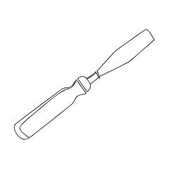 Detailed outlined illustration of a wood carving chisel tool isolated on a white background
