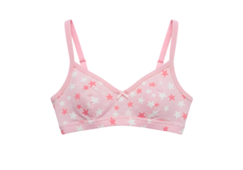 Pink Cotton Teen Bra Star Pattern isolated on a transparent background
