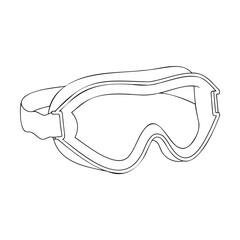 Line drawing of ski goggles depicting winter sports protective eyewear illustration