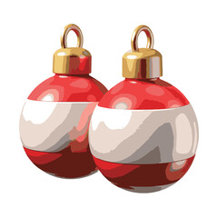 Red and white striped festive ornaments in spherical shape, ideal for holiday designs and digital celebration themes.