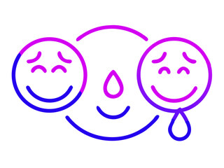 Obraz premium Emoji Blue three drops of water tears. Emotion 3d cartoon icon. liquid emoticon. Vector illustration 