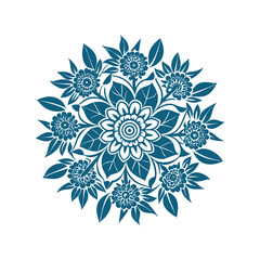 Intricate Floral Mandala with Leaf Motifs Vector Illustration