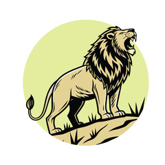 Roaring Lion in a Circle Vector Illustration