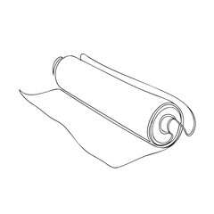 Rolled paper roll continuous line art drawing isolated on a white background