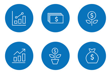 Financial profit line icon set. Money line  icon . Money management related icon set.