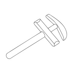 Isometric view of an abstract conceptual wooden tool outline in black and white