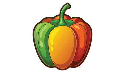 Tri color bell pepper cartoon illustration