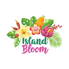Vibrant tropical island bloom floral design element png