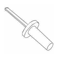 Black and white outline illustration of a rivet or stud fastener isolated on white