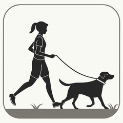 Woman jogging with dog on leash outdoor exercise