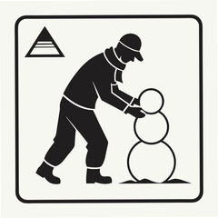 Professional snowman building illustration isolated on white background