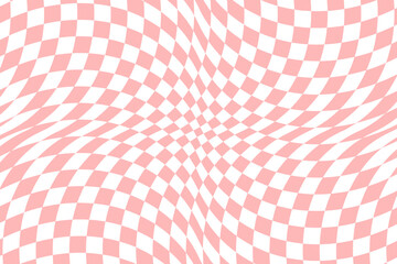 Vector abstract checkered background. Dynamic backdrop with optical illusion, op art.