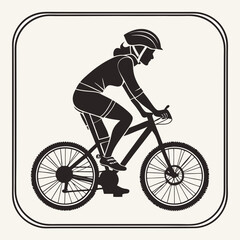 Obraz premium Woman cyclist riding mountain bike silhouette vector illustration